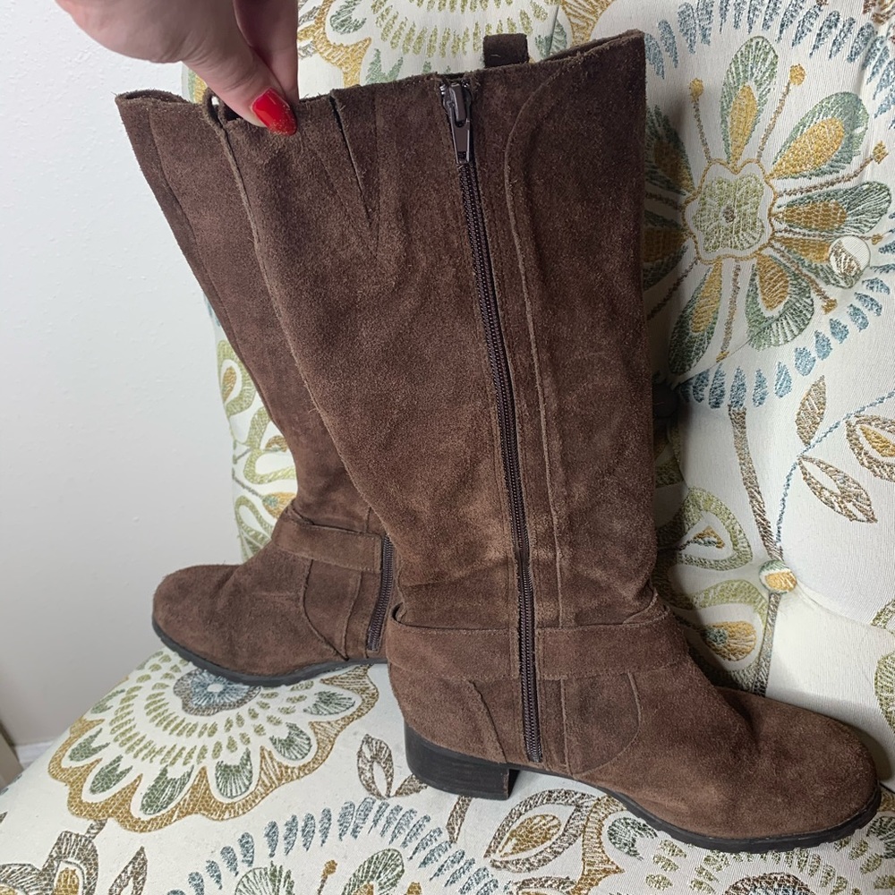 Hot In Hollywood Suede Leather Riding Boots Size 7 - Picture 2 of 5